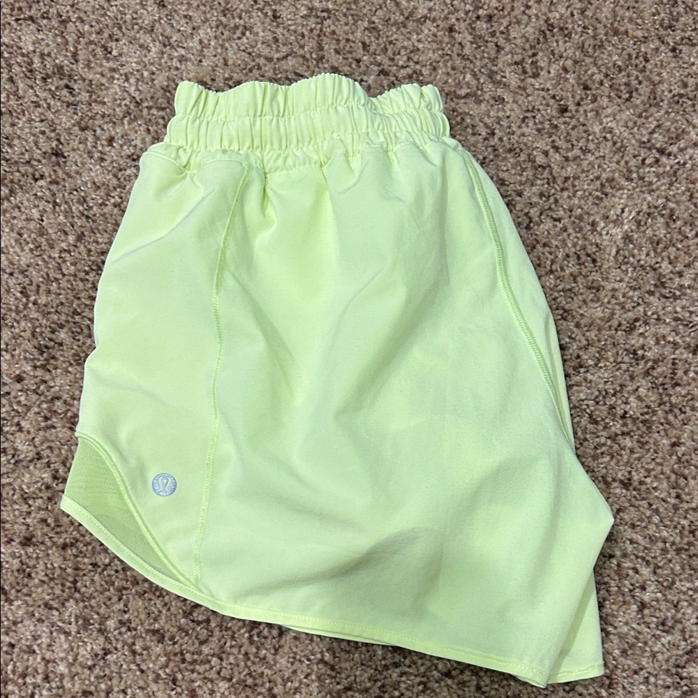 Lululemon Light Green/ yellow neon Hotty Hot shorts